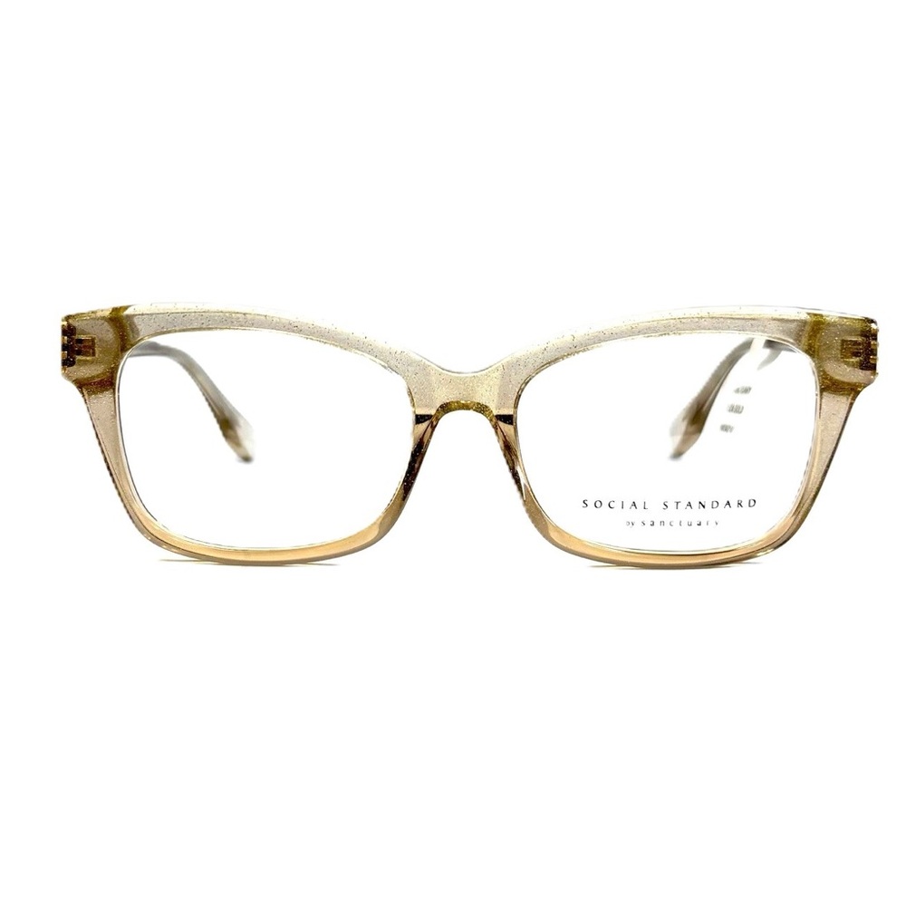 Sanctuary Square Subtle Cat-eye Glasses Crystal Gold Glitter Acetate Side Rivets